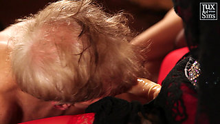 Throat Training and Deep Swallows - Femdom Strapon Sucking