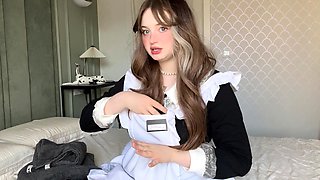 Teen part-time sexy Maid getting caught on web camera in
