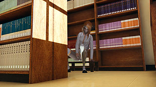 Library Stories. a Young Student Girl Sweetly Caresses Her Pussy with Her Fingers in the Library Hall. Emptie41