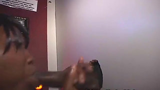 Shy Black Chick Messy Penis Sucker Gloryhole Whore Mouth Sperm Drops!