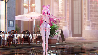 [mmd] Lingyuan - Comfortable Thing Milk Chain Tight Miniskirt White Silk Leg Rings