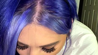 Big tit brunette sucks a big cock blowjob POV