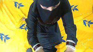 Pretty girl in hijab playing with officer's cock for signature