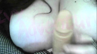 Hot wife, otaku nerd, watching hentai while playing with her big tits #6