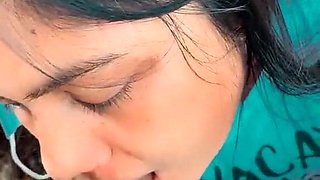 Magnificent damsel gives an outdoor inhale job to her paramour in a garden