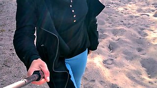 Outdoor sexy solo scene with teenie masturbating