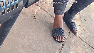 Hot Fudge Tasty Feet Left Foot Wrapped at the Bus Stop