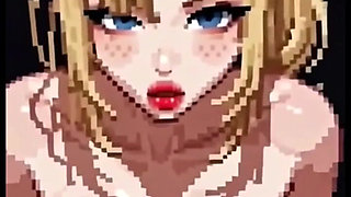 Just Blonde Pixel Boobs Girls, Ai Animation