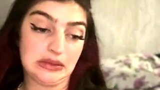 Glamour babe with big boobs masturbates in lingerie