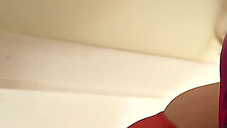 Big Fat Ass White Maid Lady on Step Ladder Cleaning Kitchen Counter in Mini Dress and Panty Pull to the Side - Try Not to Cum