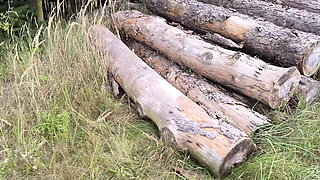 Vagina Spanking on the Logs