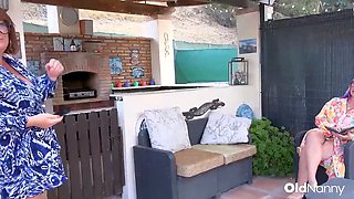 Oldnanny - Busty Mature Ladies Strip and Play Poolside