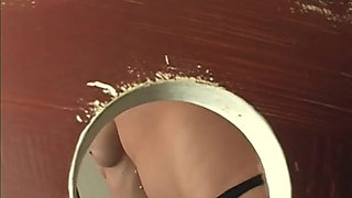 Sexy Blonde MILF Eats Cum After a Sloppy Blowjob in the Gloryhole