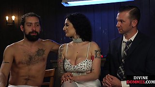 Dungeon femdom gaping with pegging session