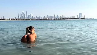 Monika Fox Swims Naked In Sea And Walks Along Beach