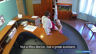 Fake Hospital - Sexy Blonde Sucks a Doctor Cock Before Getting Probed on Office Desk
