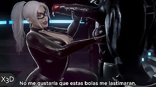 Black Cat Sucks Venom's Huge Black Cock & Big Balls - Blowjob & Handjob Action
