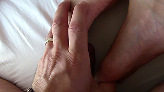 Jasmine's Blonde MILF Feet Worshipped by Titus and Covered