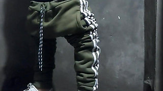 Twink Pakistani boy in public bathroom public toilet fingering masturbate