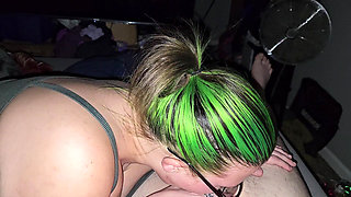 Green Haired Wife Sucks and Fucks
