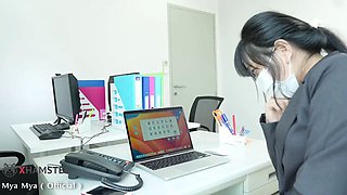 Office Female Manager Horny with her male Staff