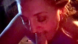 My neighbors redhead wife sneaks out at night to my truck and gives me an amazing blowjob