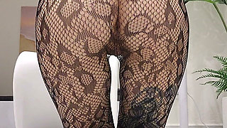Teasing in Sheer Snakeskin Fishnet Bodysuit - Full Body Worship