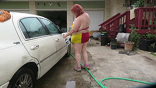 BBW car wash more flashing nurse VICKI BBW big as wet bikini