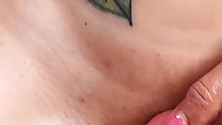 A Hot Brunette Masturbates with a Monster Dildo