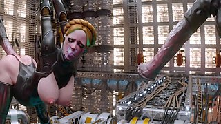 Big Ass Balerina Dominated and Destroyed by BDSM Fuckmachine