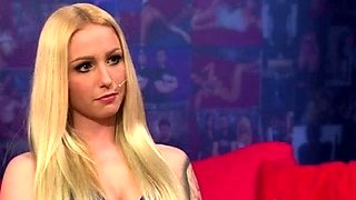 Blonde babe is jerking and kissing