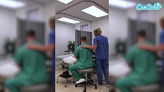 Nurse Gets Nasty, Displays Funbags & Thumbs Humid Puss Live at Work