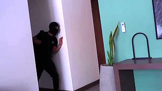 Big Ass Brunette Latina Angel Cruz Gets Surprised By Stranger In Her Bedroom