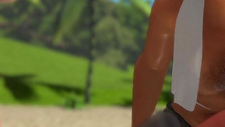 Friendly Housewife by White Foam - Getting Drilled by an Old Man, on the Beach, Behind Her Husband 12