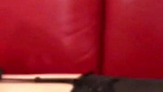 Hot slutty brunette takes foot in pussy