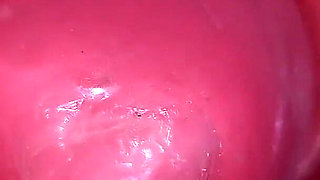 Inside a Camgirl Cervix POV Camera in Vagina with Big Dick Toy