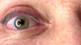 Milf extremely close up cumshot on eye orgasm