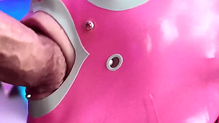 Sucking Fat Cock in Latex Hood