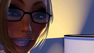 Two 3d cartoon cuties are ready for their bath