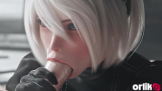 2b Nier Automata Blowjob & Town Cowgirl Fuck - Creamy Pussy & Creampie Ending 3D Animation