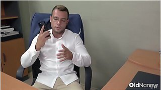 Glasses-wearing Milf In Stockings Gets Pounded Hard On Office Desk