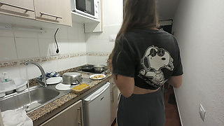 Step Daughter Cooks Dinner With Step Dad, Things Get Saucy And Start To Sizzle In The Kitchen