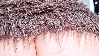 Horny mature gaper on all fours , flaunting fabulously phat fanny flaps .