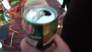 Amateur Backyard Gangbang Orgy - Teens Swallow Cum in Outdoor Blowjob