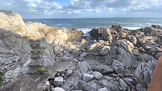 Wild ocean beach sex and cum walk