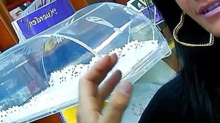 Boss fucks dirty teen Yesenia rock in the ass in the kiosk