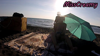 French Teacher Risky Public Masturbation Caught on Crowded Beach Helps Squirt Extreme Cumshot MissCreamy