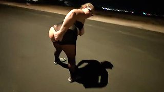Thick BBW Wife Public Sex with Husband in Park at Night - Outdoor Blowjob & BBC Fuck