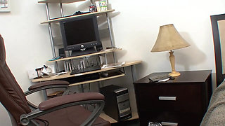 Young brunette hard slammed by the big cock of a skinny boy