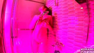Mira's Erotic Pink Shower Masturbation Session